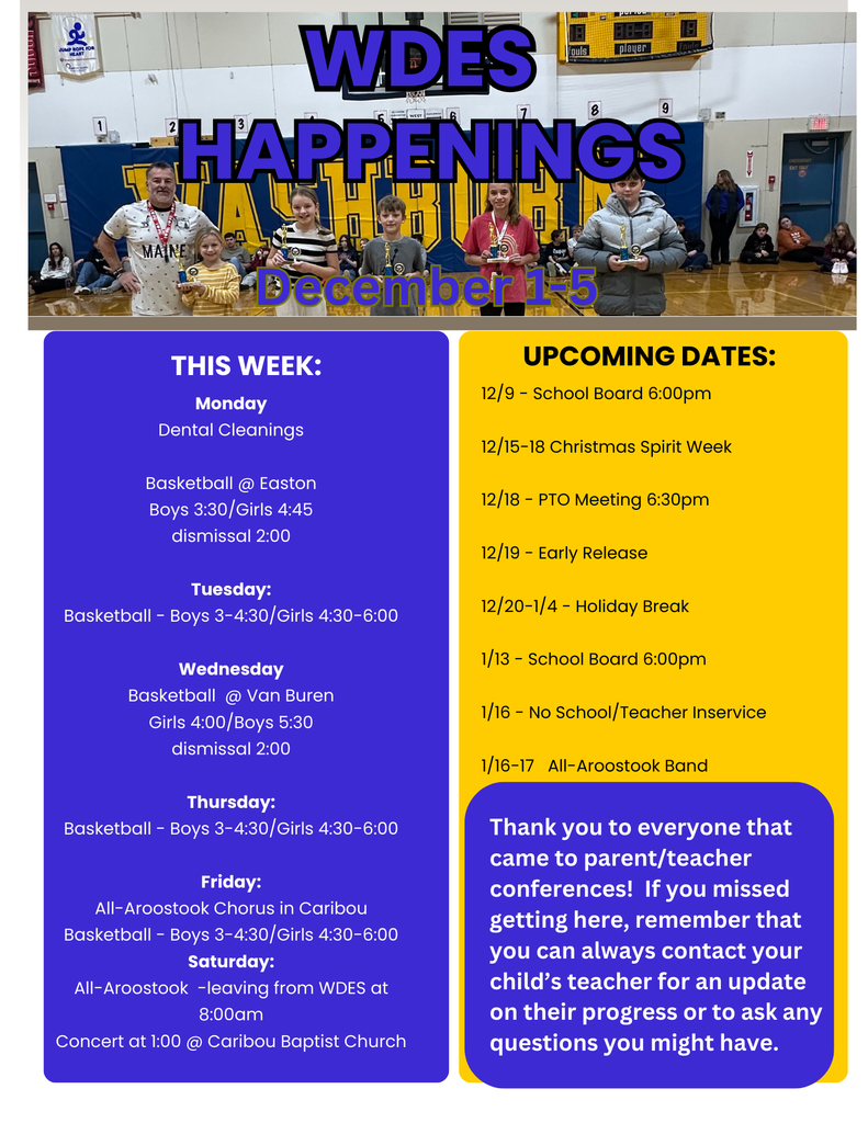 Yellow and blue newsletter for December 1