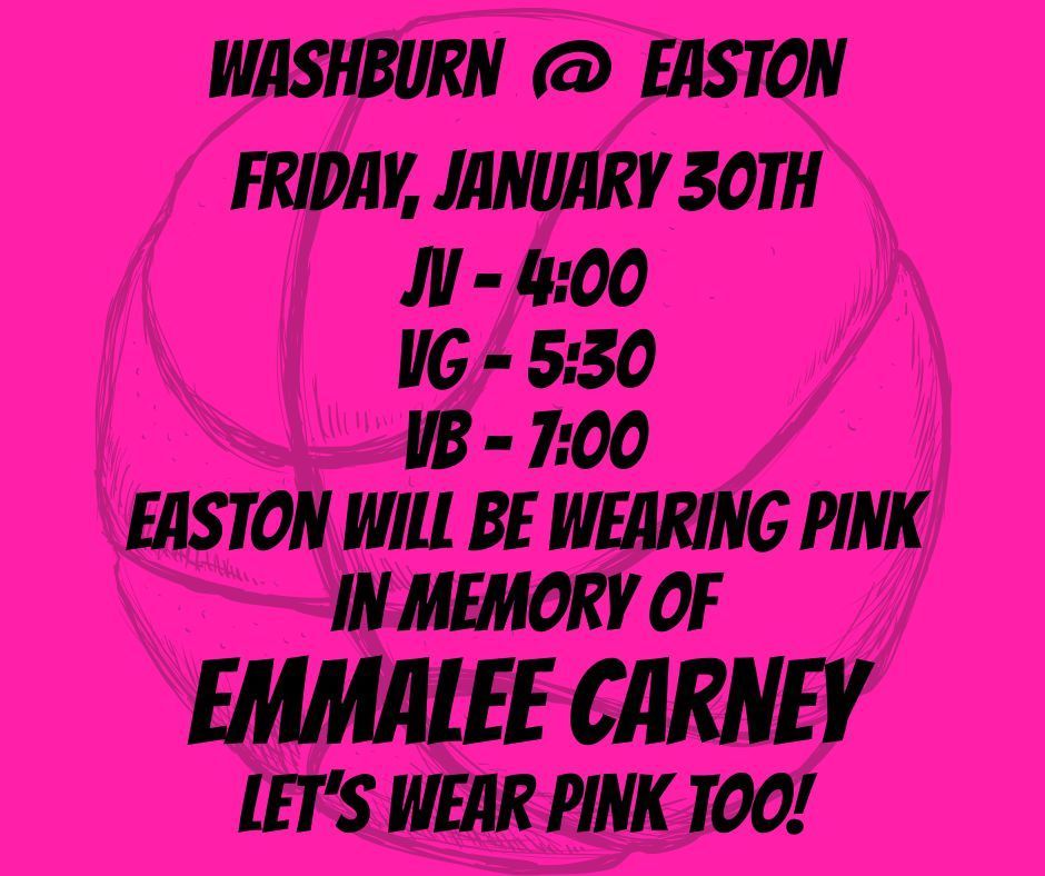 1/30/26 washburn @ easton wear pink in memory of emmalee carney