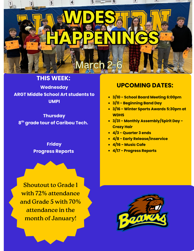 blue and gold newsletter with upcoming dates
