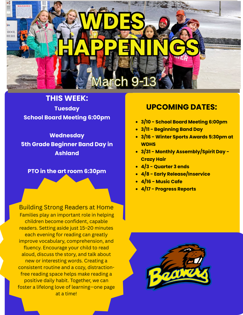 blue and gold newsletter to parents with upcoming dates