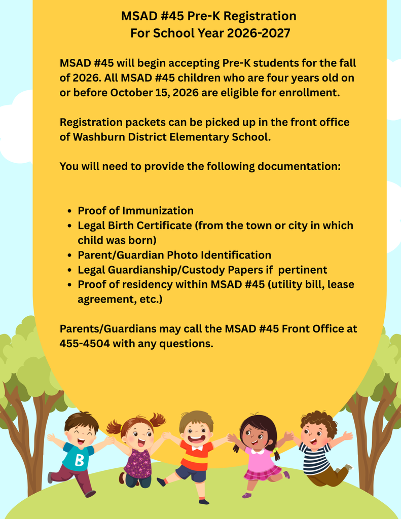 Children on the grass with an announcement about PreK registration.