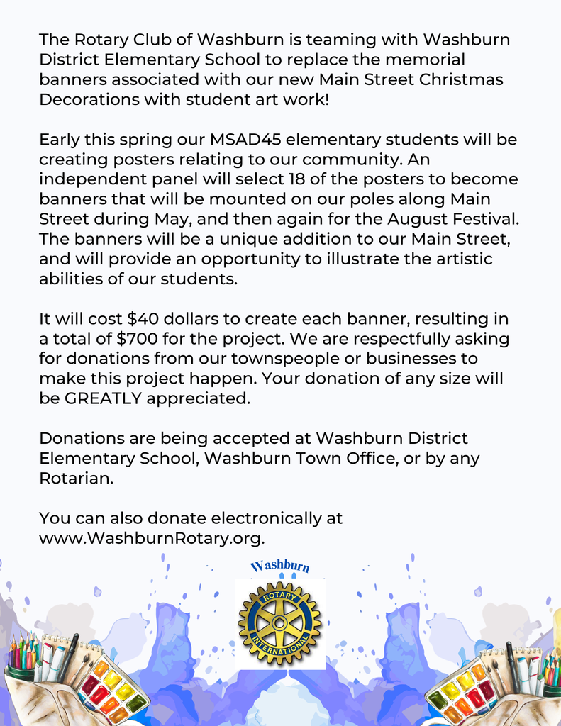 Letter with art supplies along the bottom.