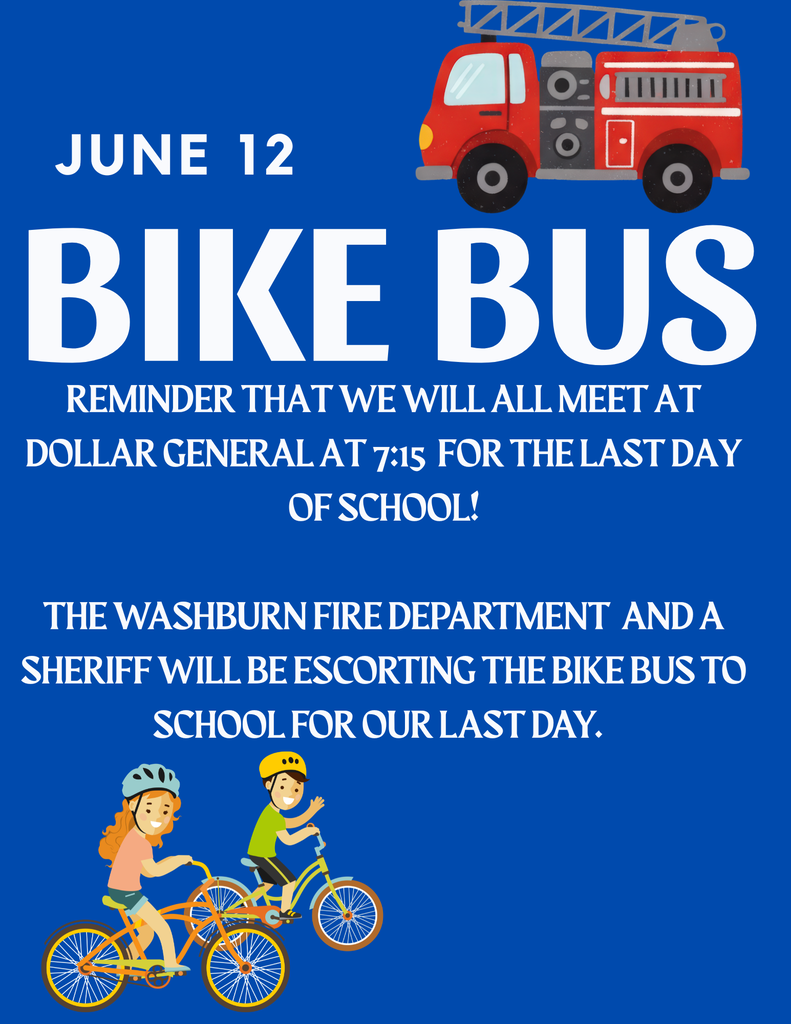 Blue flyer with fire truck and bikersj announcing bike bus