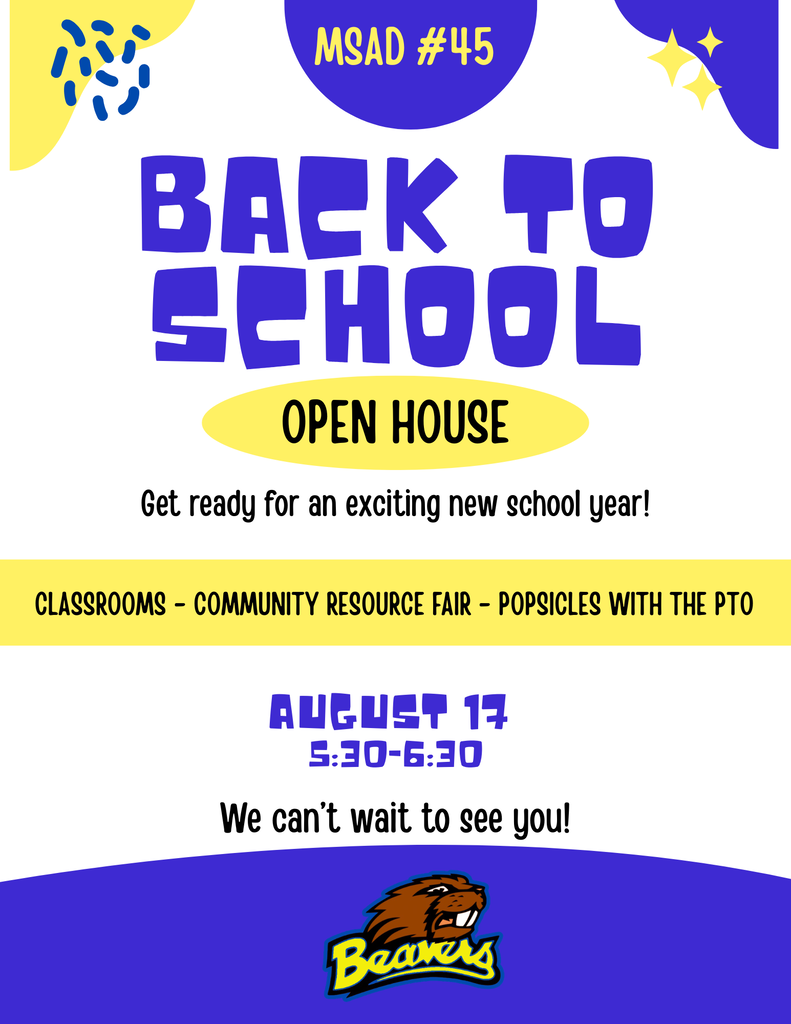 Blue and yellow open house flyer