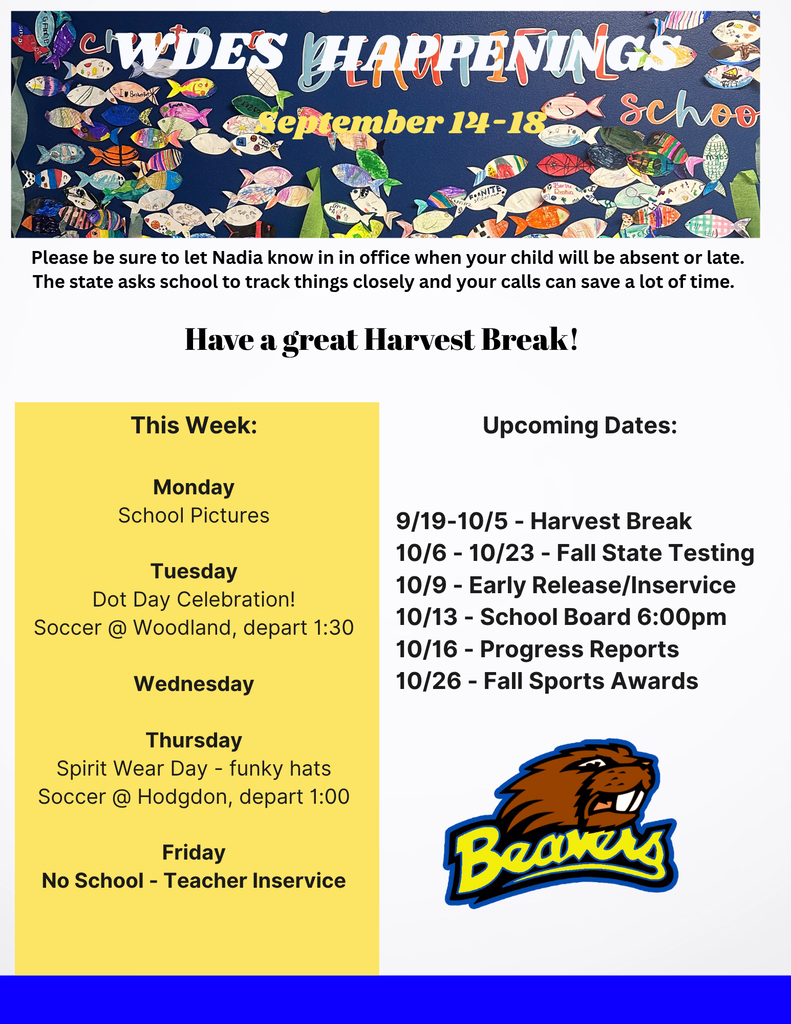 Colorful newsletter of upcoming dates