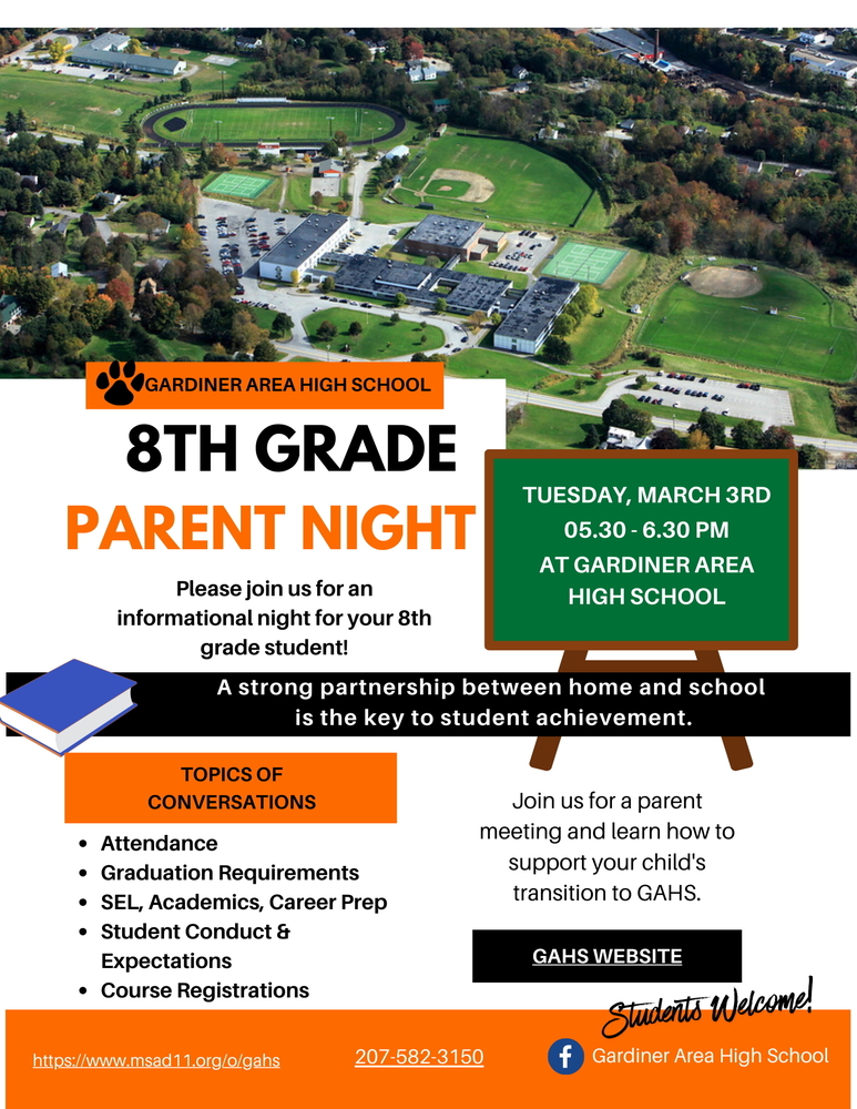 8th Grade Parent Night at GAHS for the 26-27 School Year