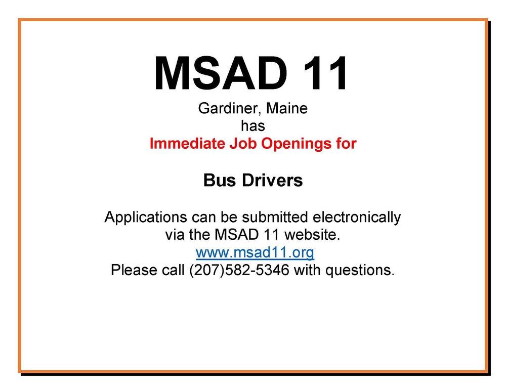 MSAD 11 Job Posting - Bus Drivers