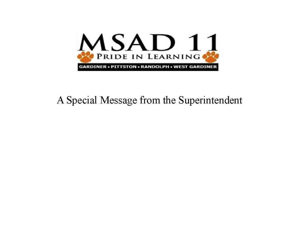 Message from the Superintendent