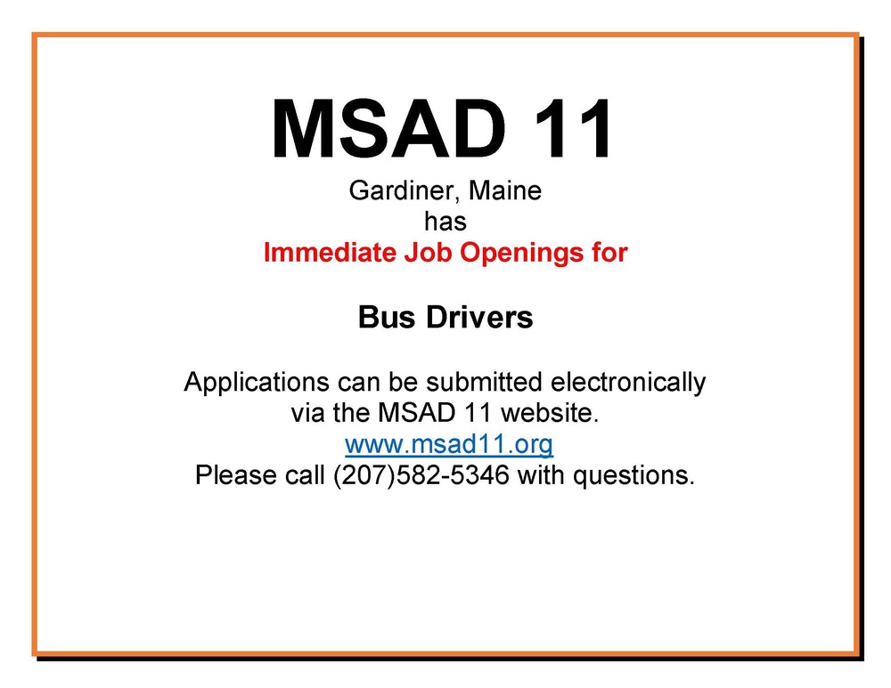 MSAD 11 Job Posting - Bus Drivers