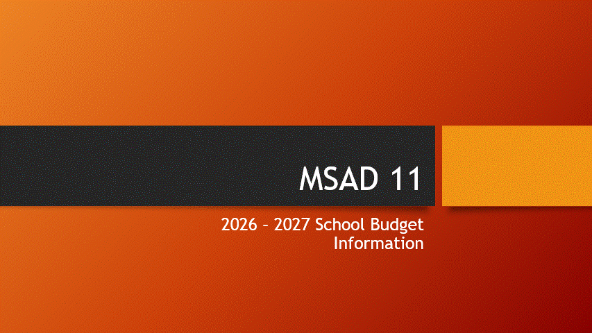 MSAD 11 School Budget Information