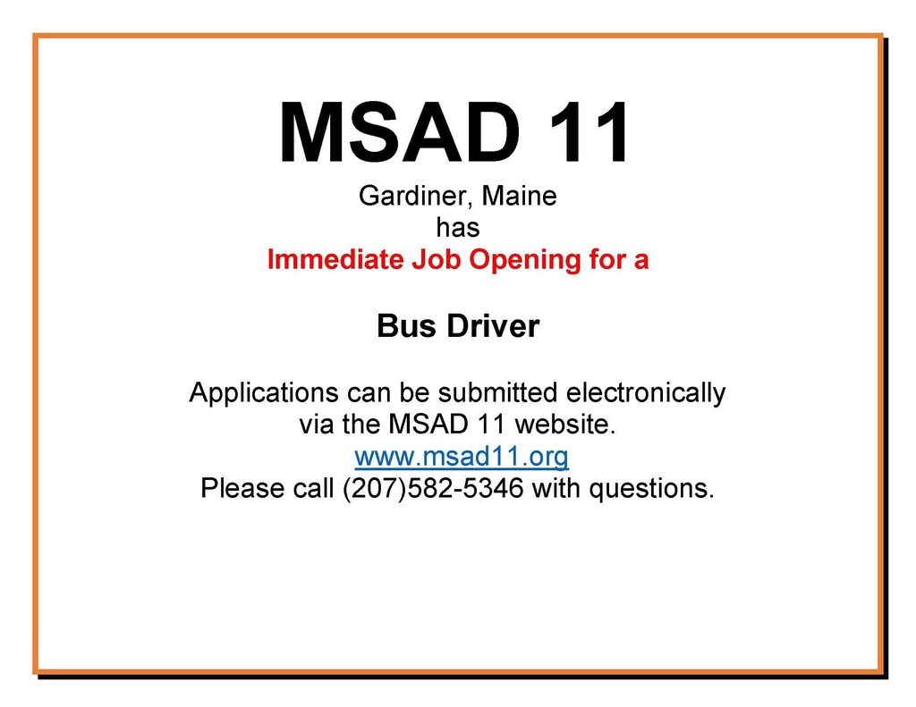 Bus Driver Immediate Opening