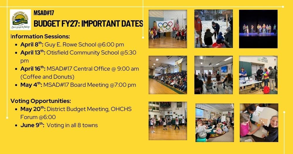 schedule of FY27 budget meetings