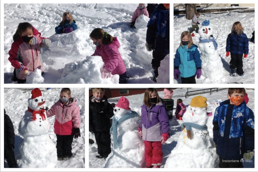 children building snow people