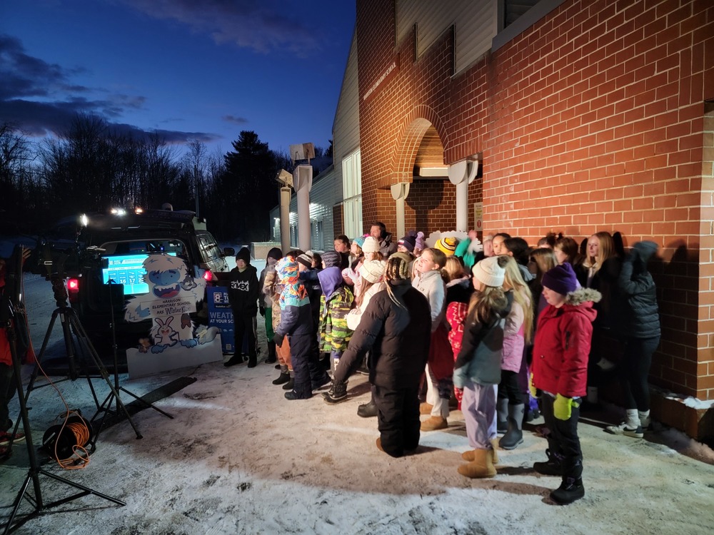 Weather at our school. Students attend a live weather broadcast at the school