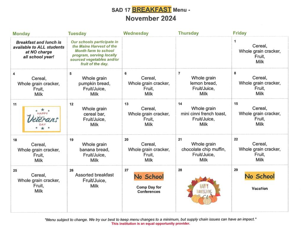 BREAKFAST November 24