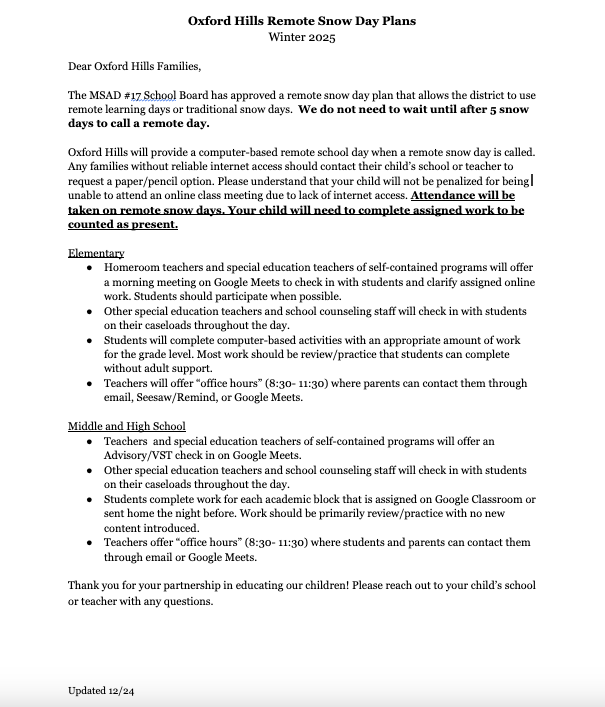 Updated Remote Snow Days!