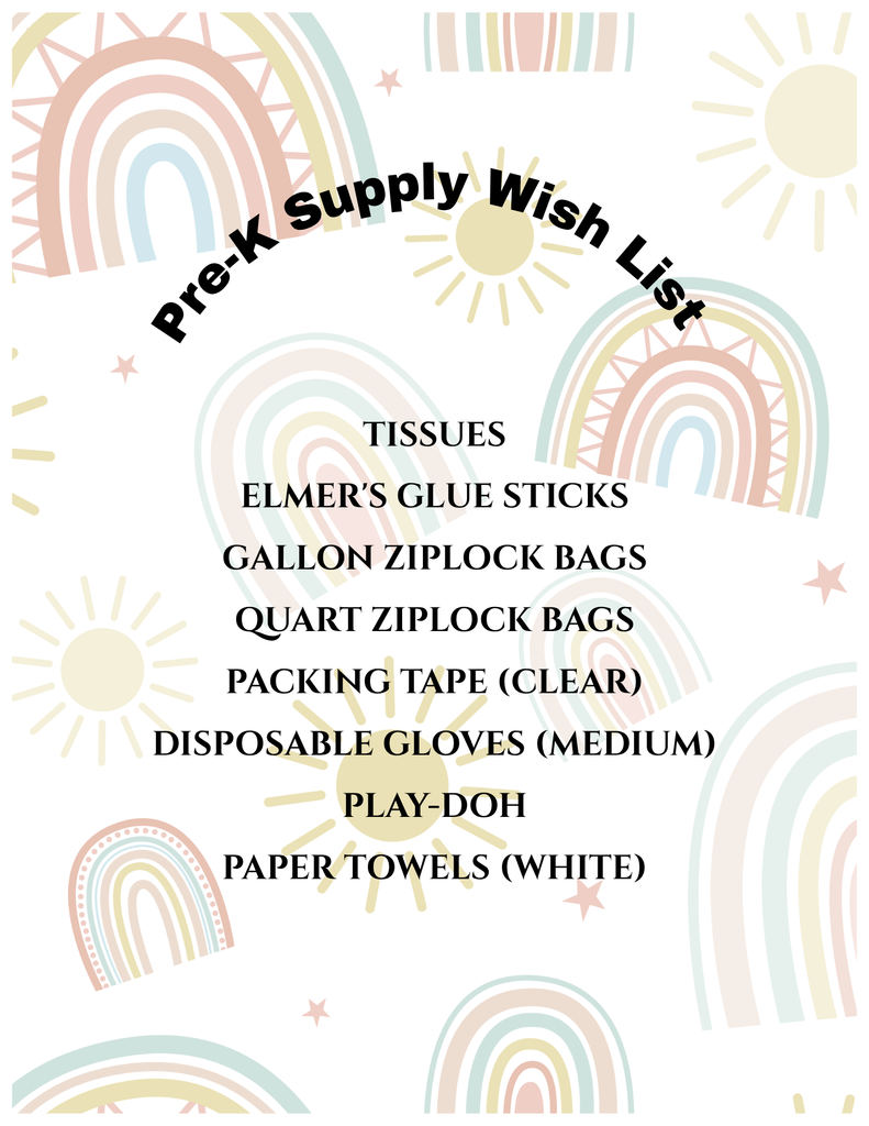 Pre-k Supply List