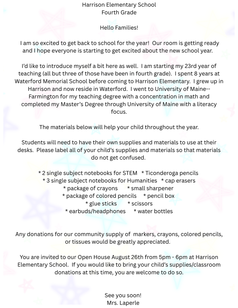 4th Grade Supply List