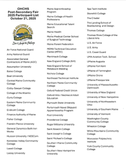 2025 Post-Secondary Participant List