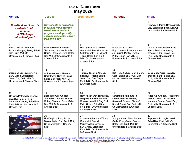 May menus