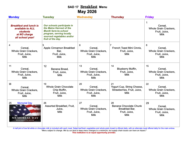 May menus