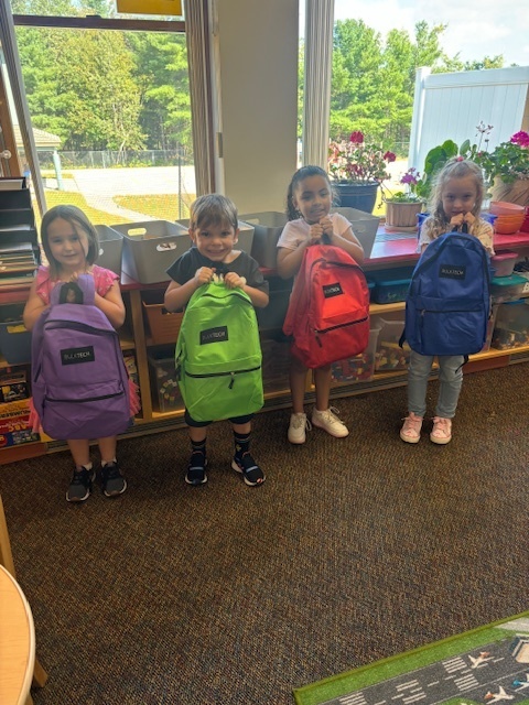 Kindergarten Students with Donated Backpacks