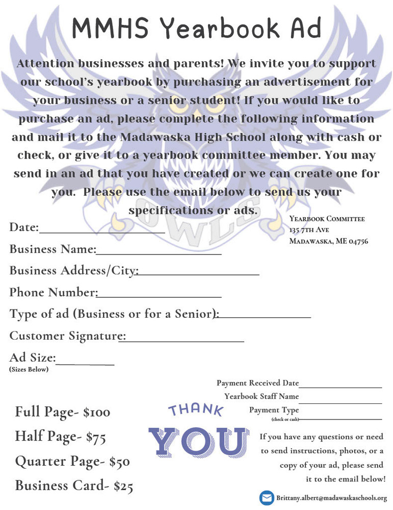 MMHS Yearbook Ad