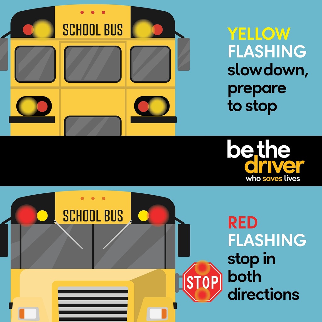 School bus safety and lights reminder to other drivers