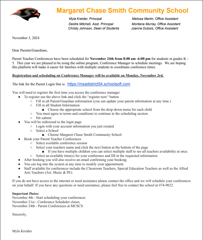 Parent Teacher Conferences