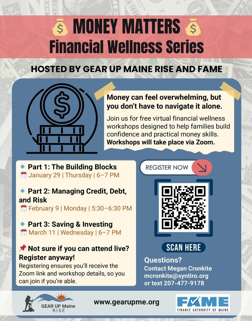 Flyer for Financial Wellness Series with QR Code for Registration