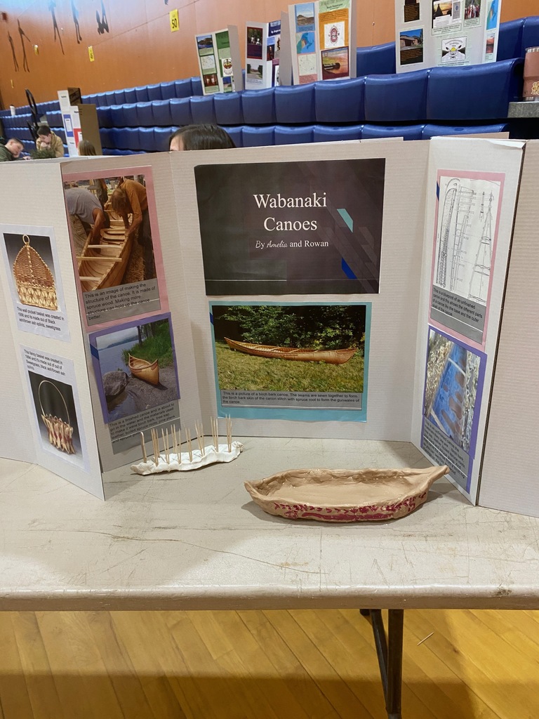 Poster board project about Wabanaki canoes.