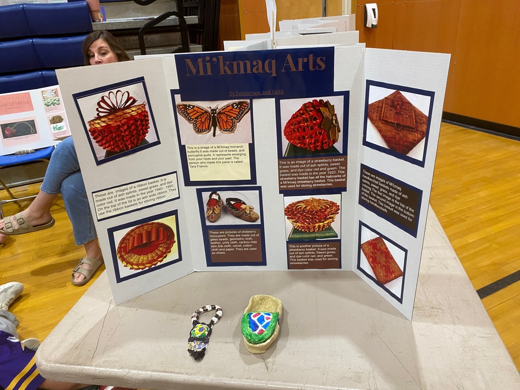 A poster project displayed on a table. 