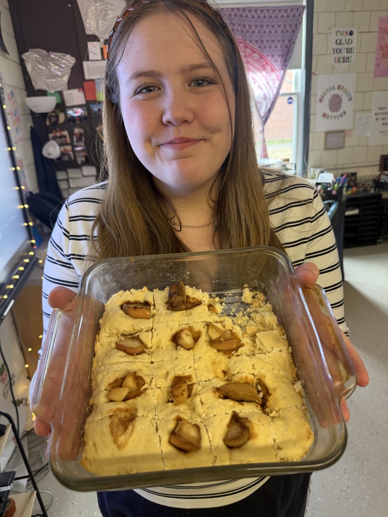 Student with food, apple pie