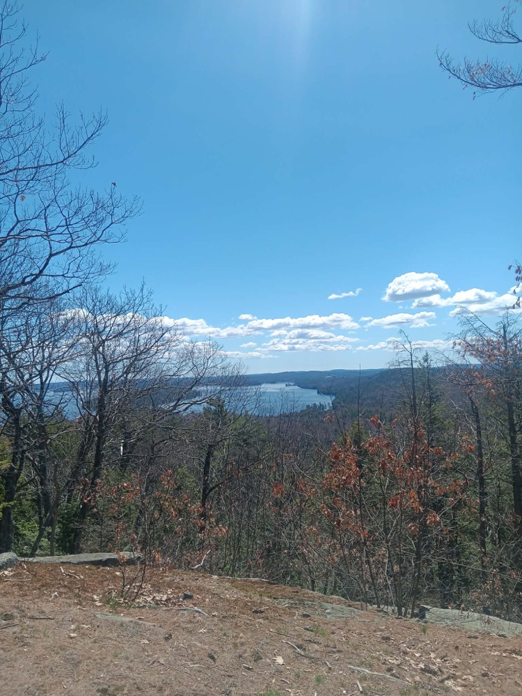 view from the top of pleasant mt of belgrade lakes