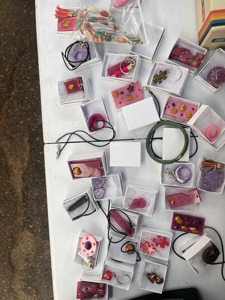 student handmade epoxy jewelry