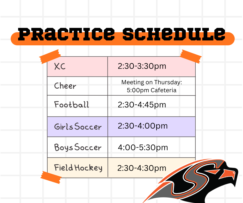 SAMS Fall Sports Practice Schedule