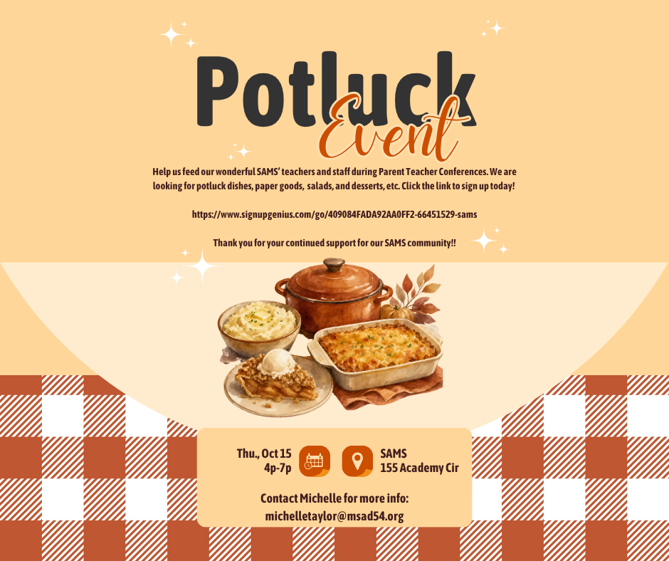 Potluck event for Parent Teacher Conferences Flyer