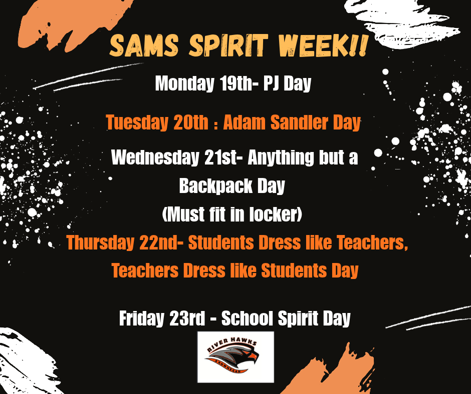 SAMS Spirit Week Flyer