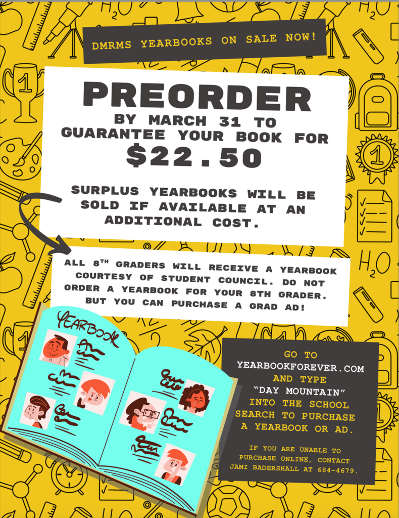 Yellow DMRMS Yearbook flyer