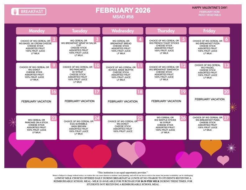 February breakfast menu