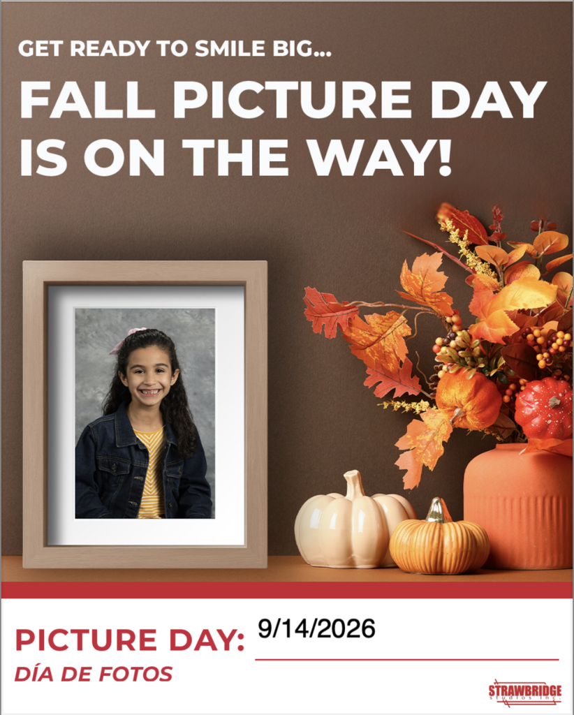 fall scene with note of picture day on 9/14/2026