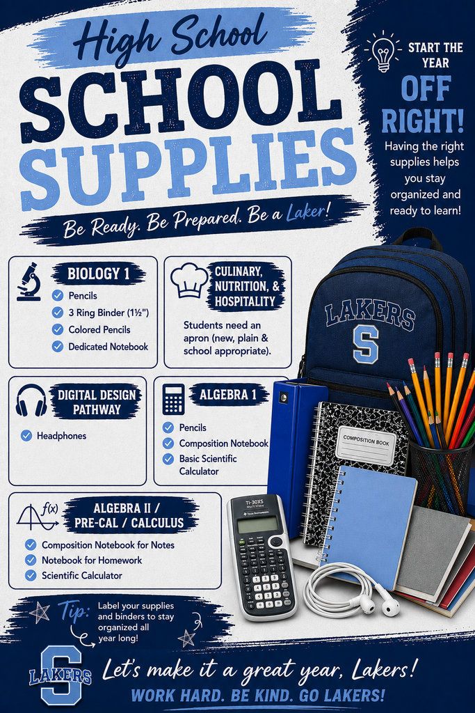 High School supply list