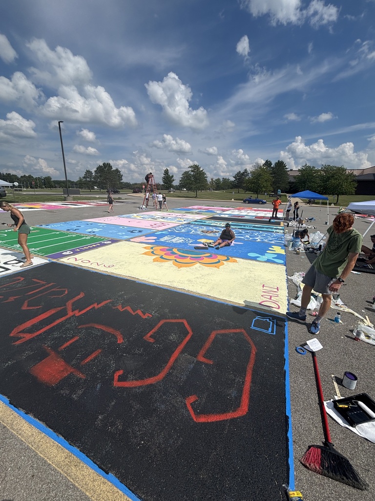 Kids painting parking spots
