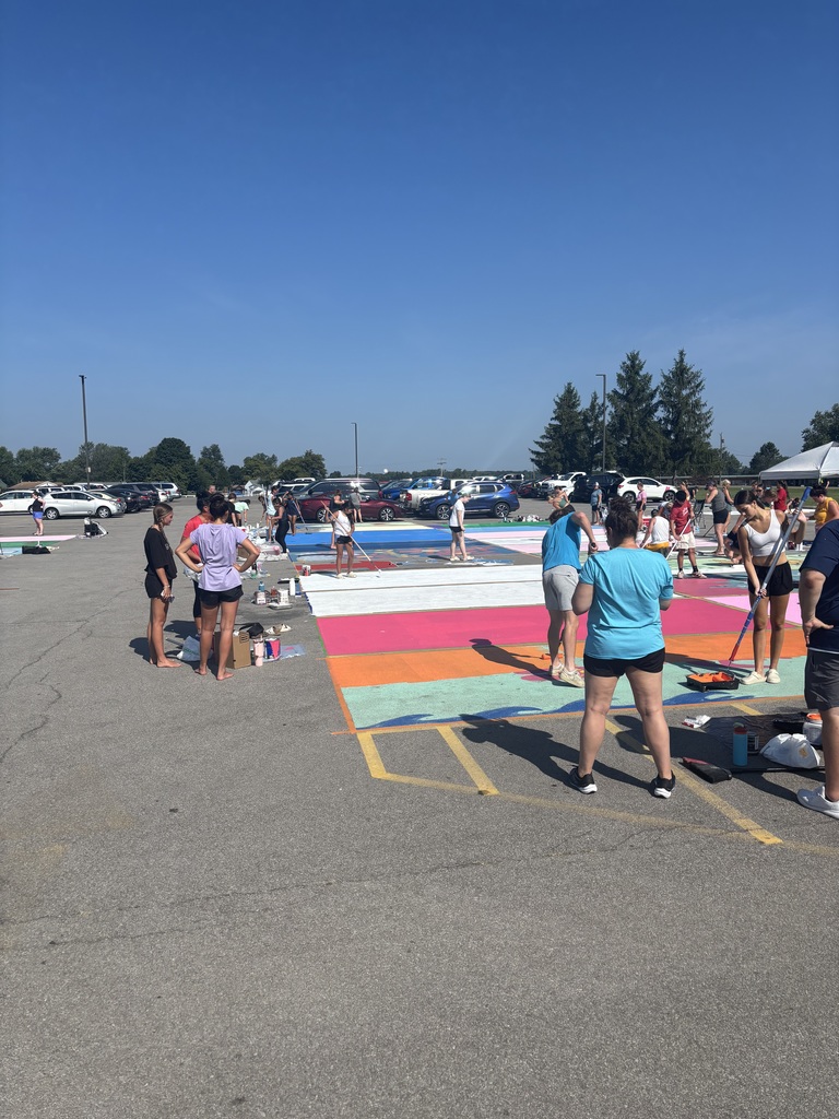 Kids painting parking spots