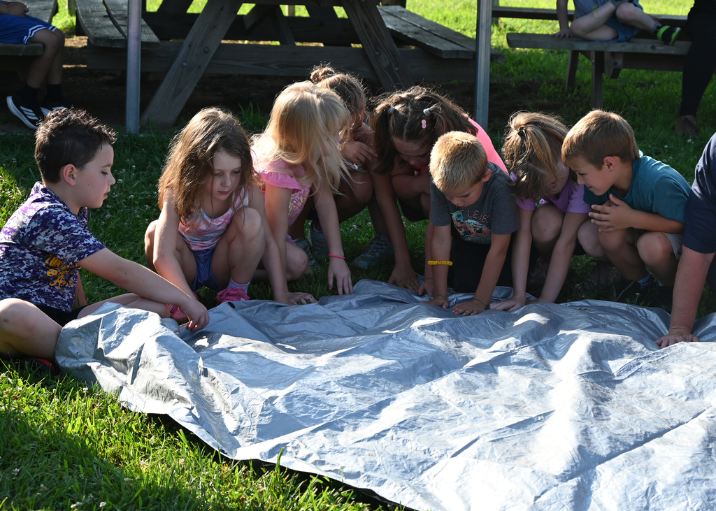 kids on a tarp