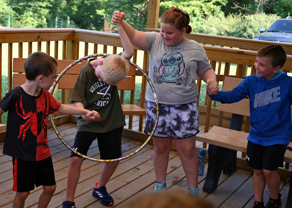 kids playing with a hoop