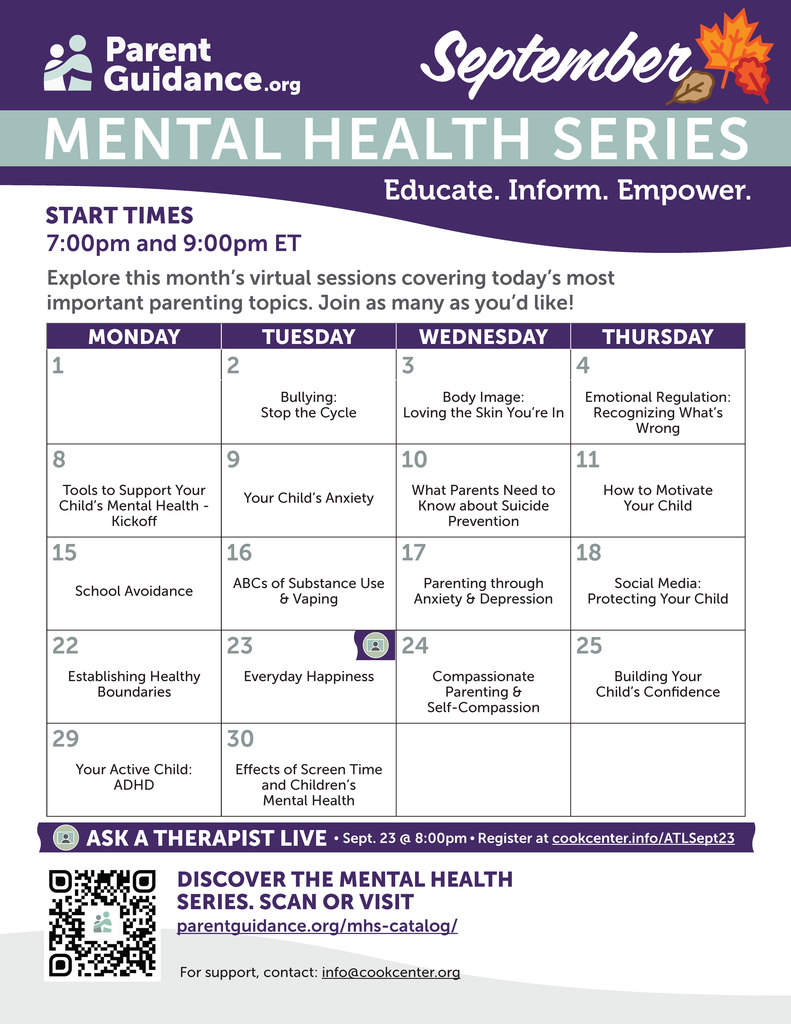 Mental Health Series Calendar