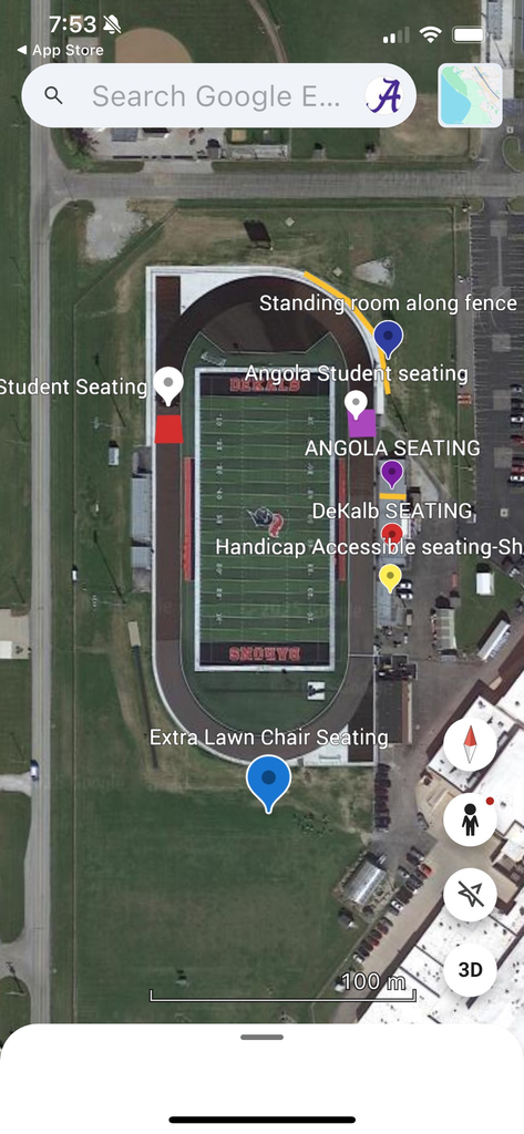 Map of football field seating