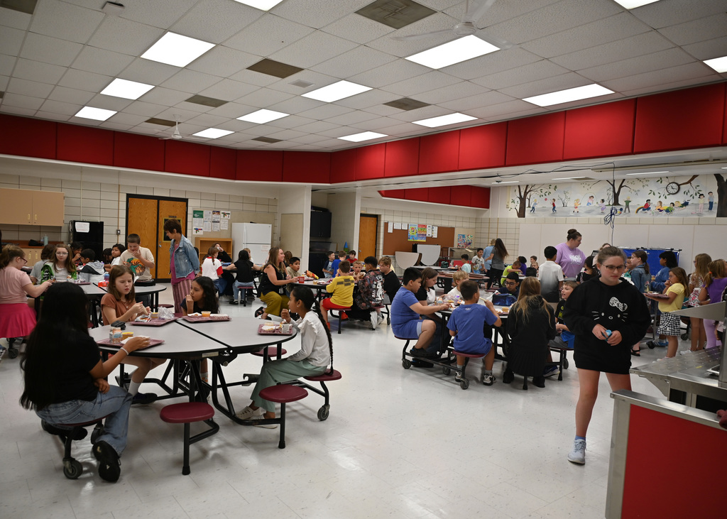students in a cafeteria