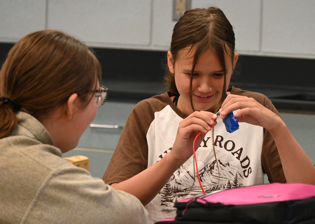 students working with circuits at a desk